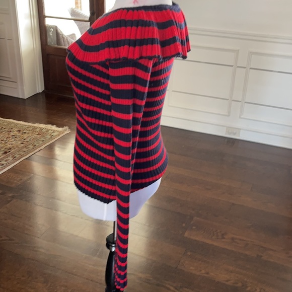 MSGM Striped Off The Shoulder Ruffle Sweater - Picture 3 of 8